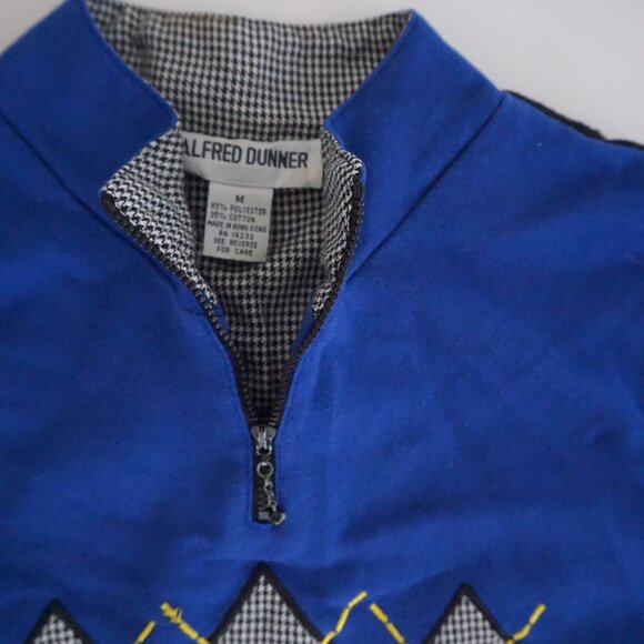 VTG Alfred Dunner Black Blue Floral Quarter Zip Sweatshirt Eclectic Grandpa M - Picture 9 of 9